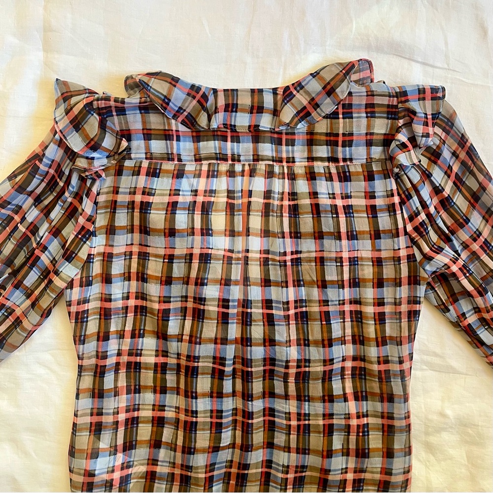 Anthropologie Ruffled Wrap Blouse, Size 0 - Picture 6 of 8